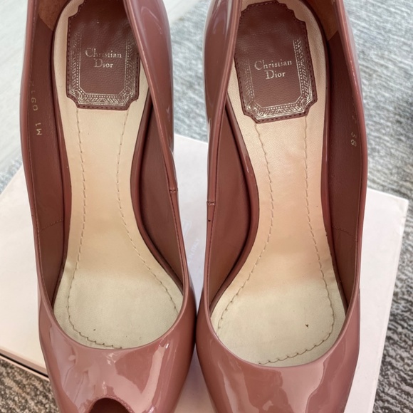 Dior Blush Patent Leather Peep Toe Cannage heel Platforms Pumps Size 38 - Picture 5 of 7